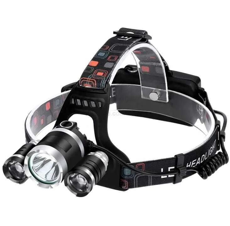 3 led Headlight XML T6 Rechargeable Headlamp 18650 battery Head Torch Lamp Lantern linternas for outdoor camping Hunting lamps light with Charger Alkingline