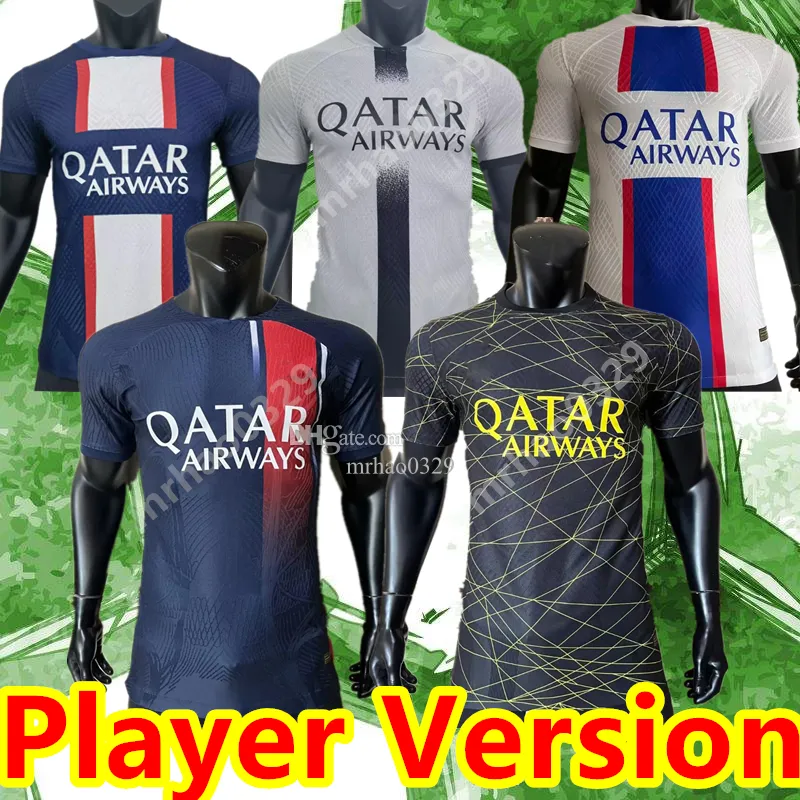 Spelarversion PSGs MBAPPE HAKIMI PLAYER fotbollströjor SERGIO RAMOS 23 24 Maillots de football 2023 MARQUINHOS VERRATTI HAKIMI dräkter för män för barn