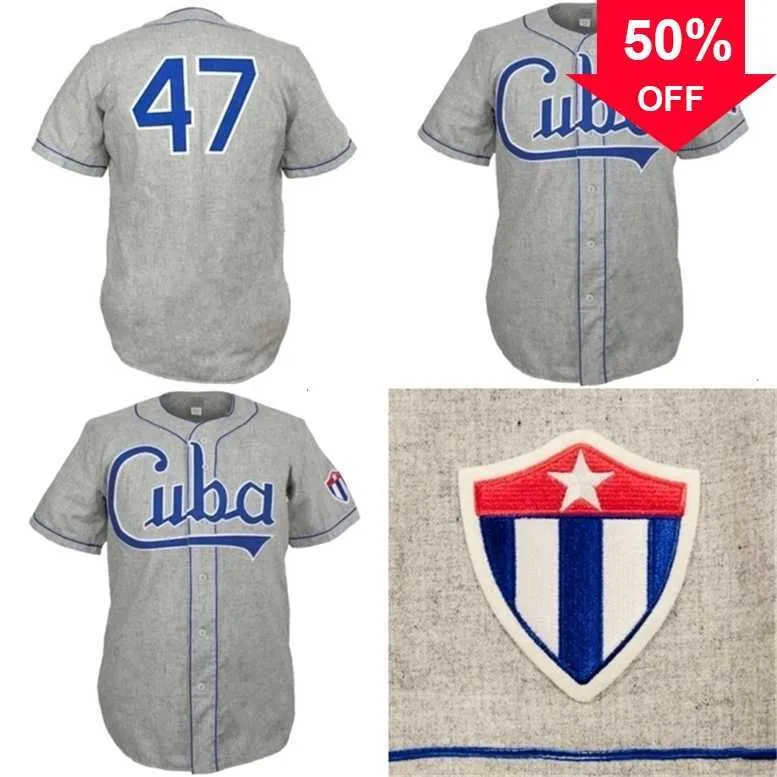 Xflsp GlaMitNess Cuba 1947 Road Jersey Personnalisé Hommes Femmes Jeunes Maillots De Baseball N'importe Quel Nom Et Numéro Double Couture