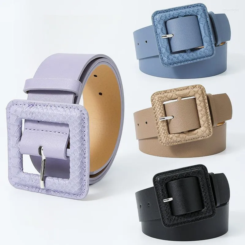 Belts Women Belt Square Buckle Student Fashion Korean Style Trendy Decorative Women's With Snake Pattern