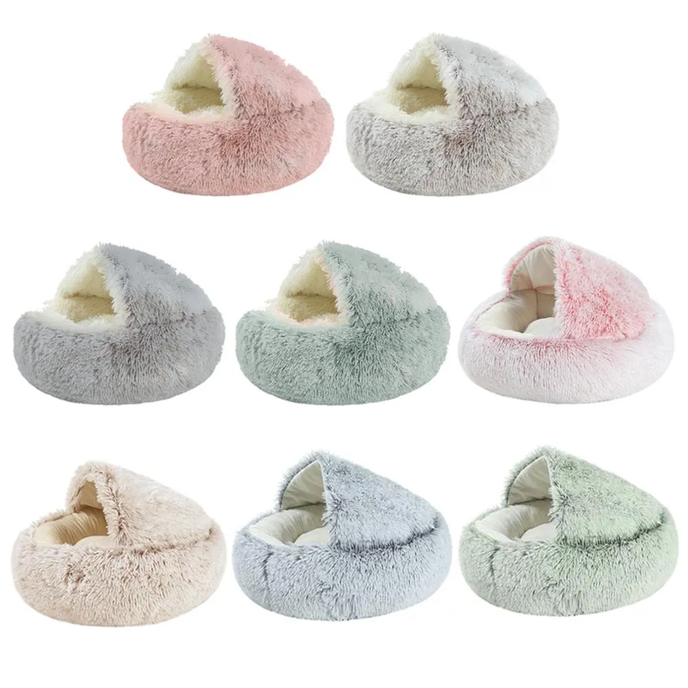 Penne 40/50 cm Pet Dog Cat Bed Rotondo Peluche Gatto Letto Autoriscaldante Casa Morbido Lungo Peluche Letto Piccolo Cane Gatto Nido Pet Sleeping Cave Cuscino