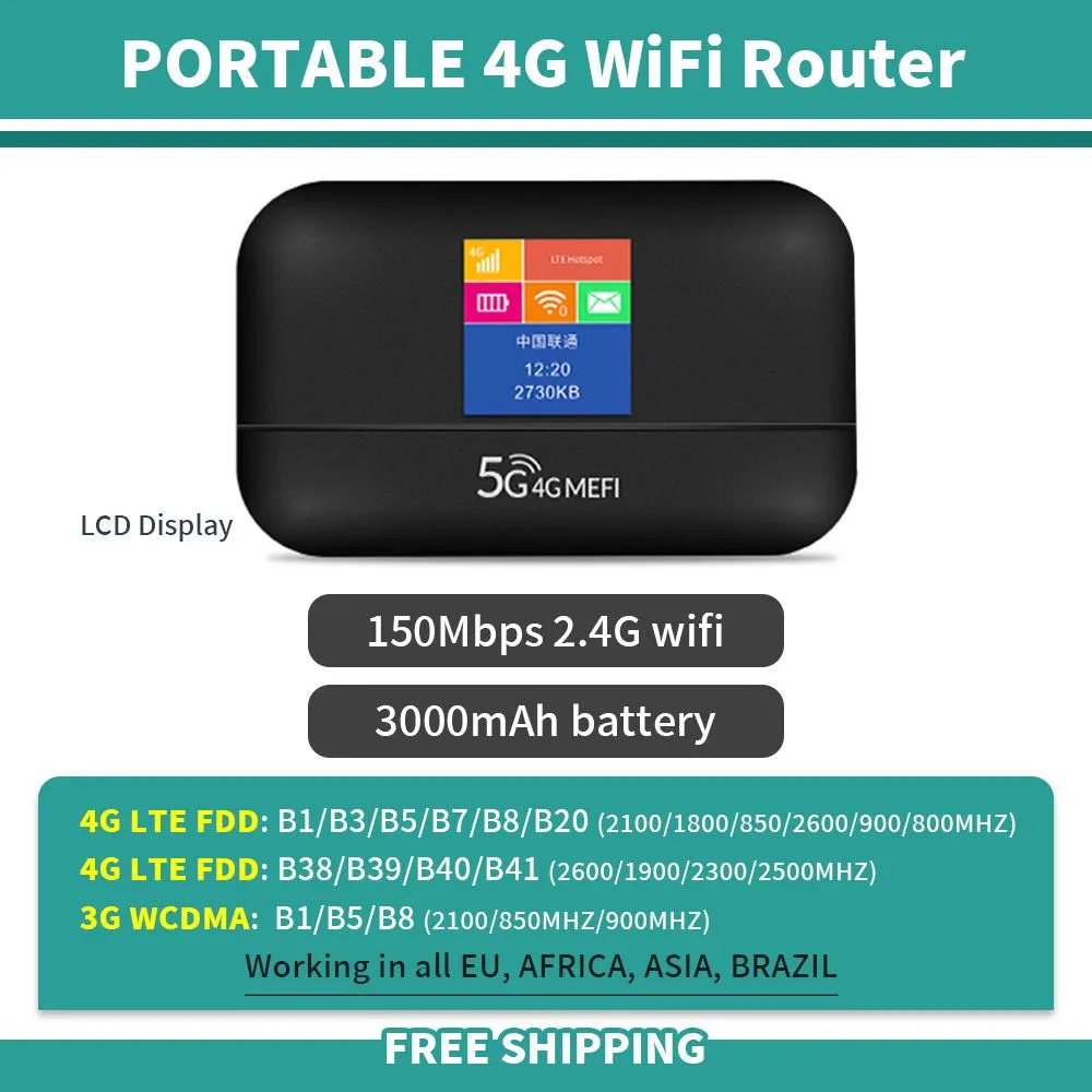 Portable 4G LTE Router - Global 3G/4G WiFi Hotspot with LCD Display ...