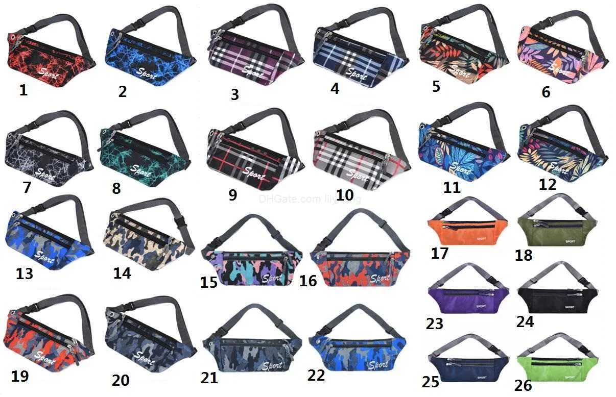 Women Sports Waist Bag Men Fanny Hip Pack Fashion Men Bum Bags Colorful Camo Travel Hip Packs Belt Moblie Phone Zipper Pouch waterproof waistbag