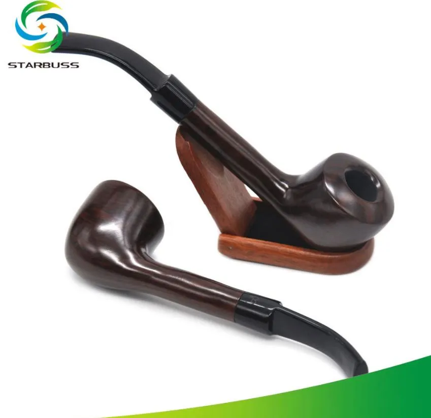 Smoking Pipes Vintage Long Rod Curved and Circled Phoebe Wood Detachable Pipe Classic Solid Wood Pipe Set