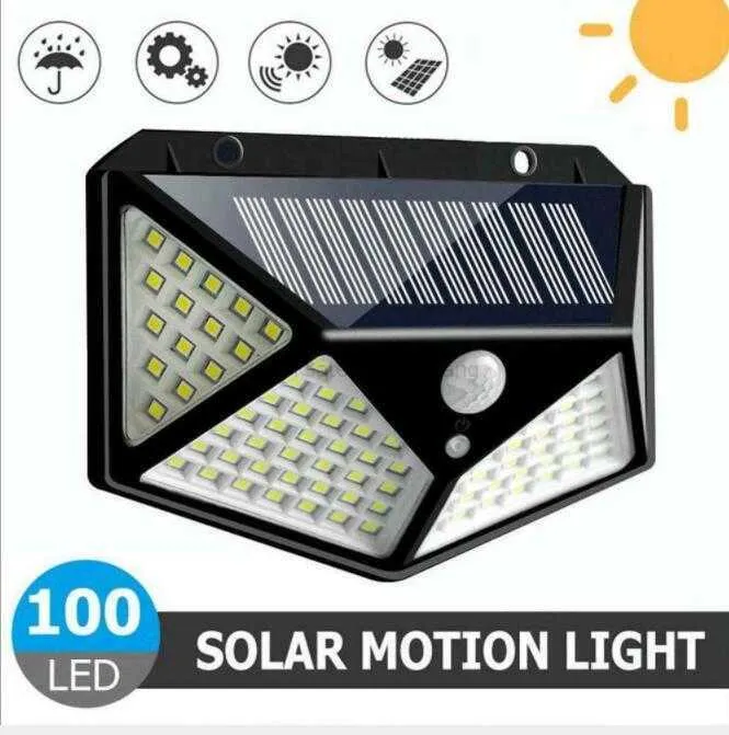 100 LED Solar Lights 3 Tryb 100LLD Solar Interaction Lampa ścienna z 18650 baterią na zewnątrz kemping Latarka Awaryjna Latarnia Latarnia