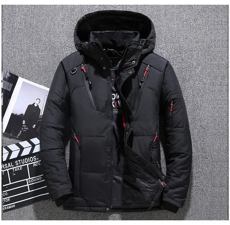 QNPQYX New Mens Down Parkas Hooded Jackets Man Winter Coat Fashion Overcoat Outerwear Causal Hip Hop Streetwear