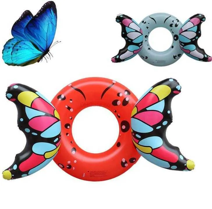 Partihandel flytande vatten simning ring madrass uppblåsbar pvc djur floats butteryfly tubes fest strand leksaker badbassäng båt