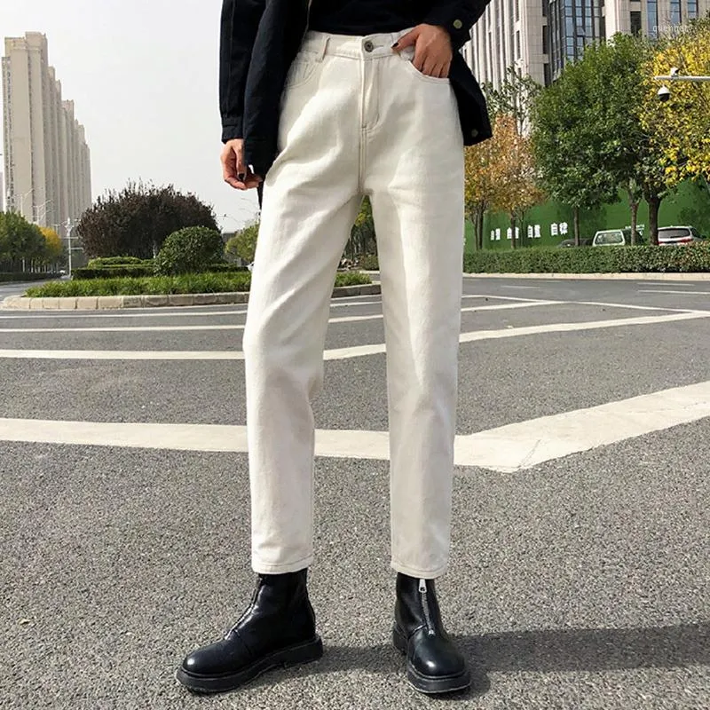 Jeans femme taille élastique femme taille haute Denim sarouel décontracté femme maman mode coréenne 2023 noir Beige bleu