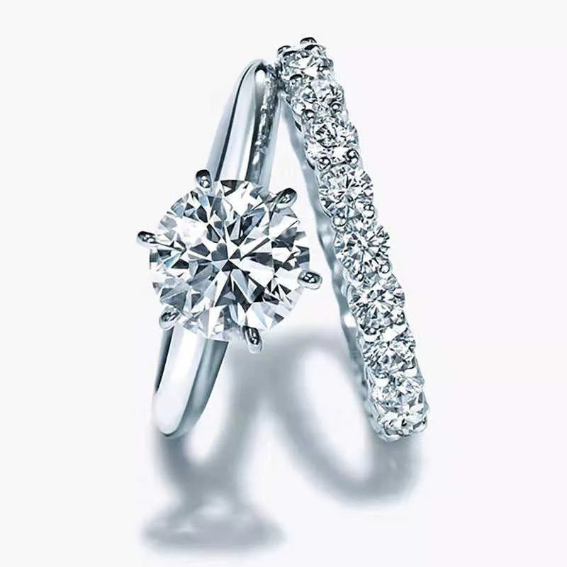Anello solitario originale a sei punte con diamante solitario creativo classico placcato argento anello di fidanzamento sofisticato gioielli da donna di lusso Z0603