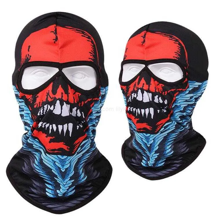 thumbnail image 2 of 2-Hole Halloween Ghost Skull Face Mask – Bike Balaclava, Ski Motorcycle Helmet Hood 2 of 4