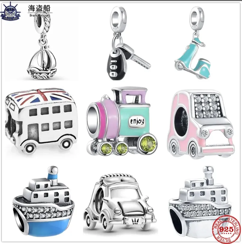 För Pandora Charms Authentic 925 Silver Beads Car Key Ferry Pärlor pärlor