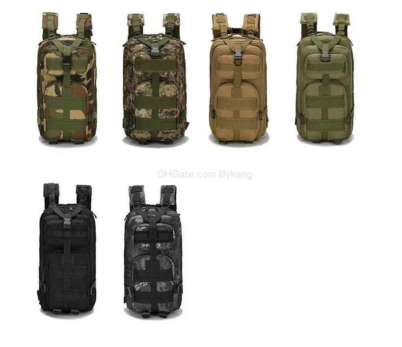 30L 3P Rugzak Waterdicht Buiten Trekking Tactisch Kamperen Sportrugzakken Rugzakken Klassieke tas Fietsen Leger Camo Schoudertas Meerkleurig