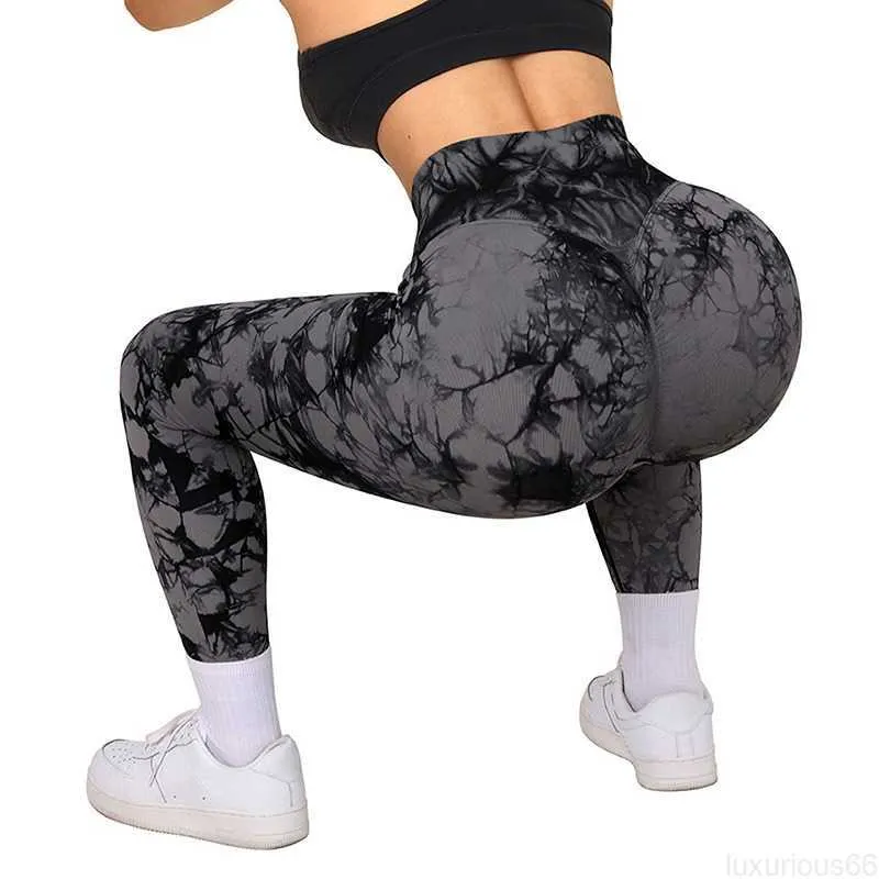 Leggings pour femmes sans couture Tie Dye Pantalons de yoga Butt Lifting Sports Leggings Femmes Taille haute Push Up Collants Leggins d'entraînement Gym Collants de sport