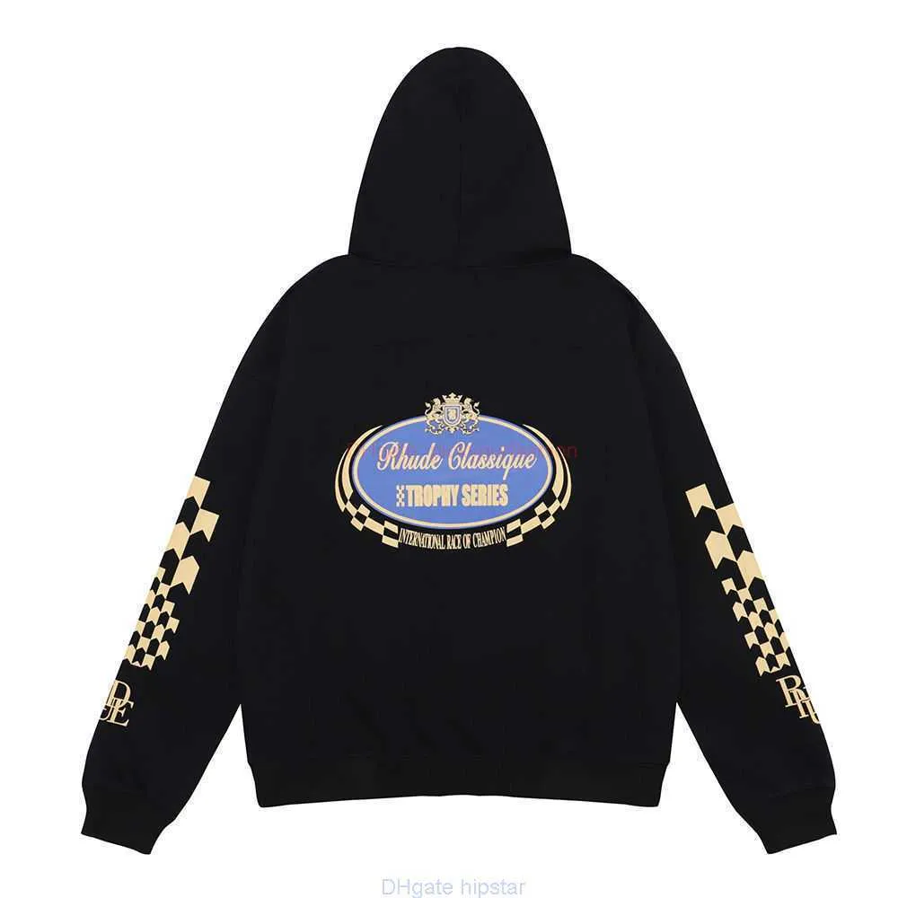 DHgate Designer Clothing Mens Sweatshirts Hoodies Rhude Trophy Series Kirin Arm Printed Pure Cotton Hoodie Sweater for Men Womens Leisure Fashion Streetwear Pullover jac Apparel