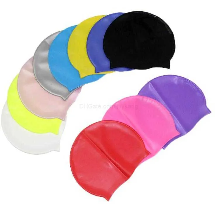 Cuffia da nuoto solida in silicone multicolore unisex all'ingrosso per capelli lunghi Cuffia da immersione impermeabile Cappello da nuoto professionale Mantieni i capelli asciutti