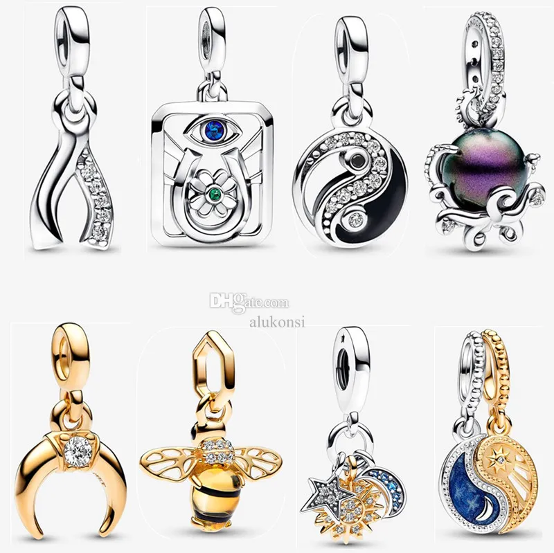 2023 NOWOŚĆ 925 Srebrne uroki DIY FIT Pandora Me Elephant Mini Dangle Naszyjnik Bransoletka Moda Wysokiej jakości projektant biżuterii Women Birthday Gift