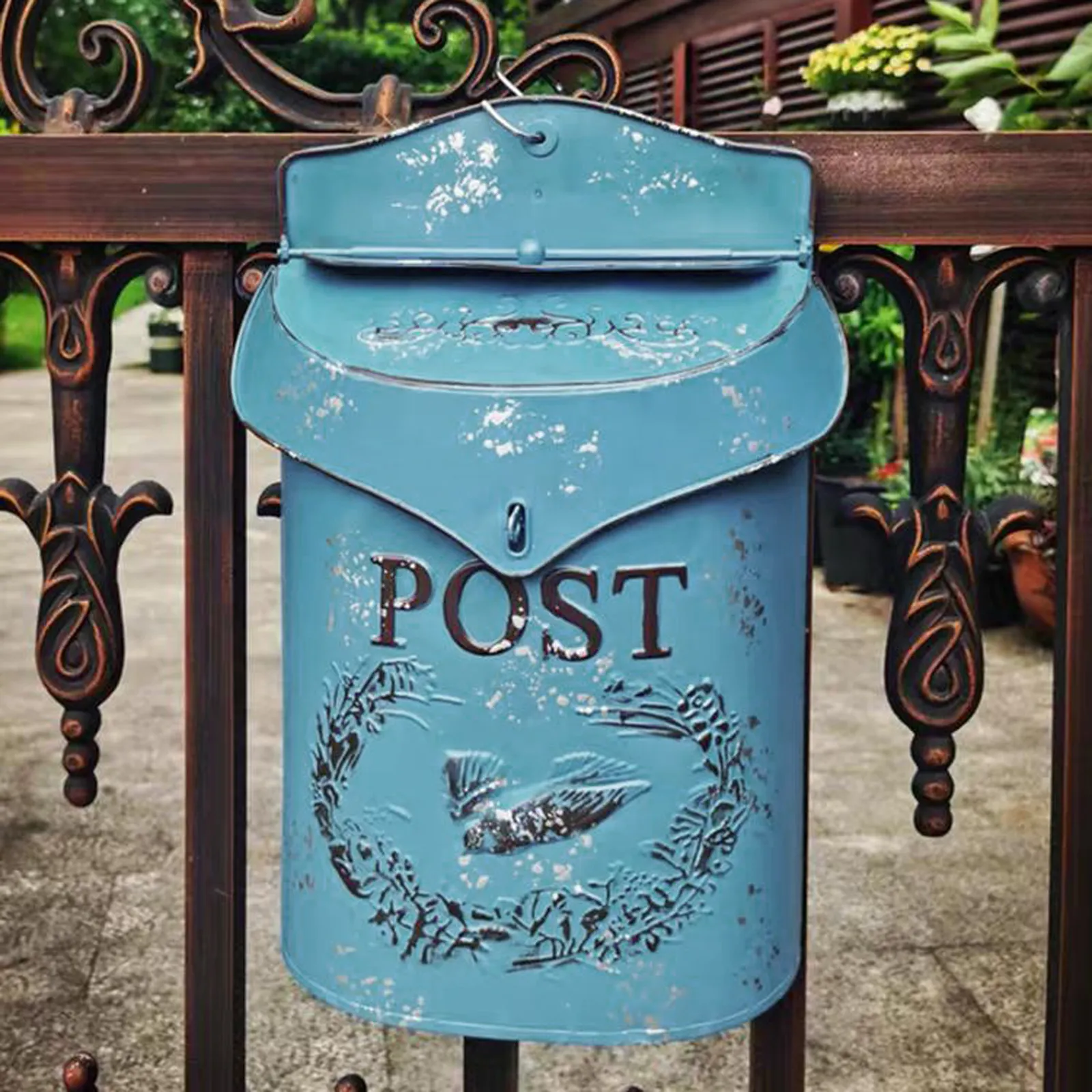 Retro Rural Wall Mounted Mailbox Farmhouse Metal Post Letter Box Garden