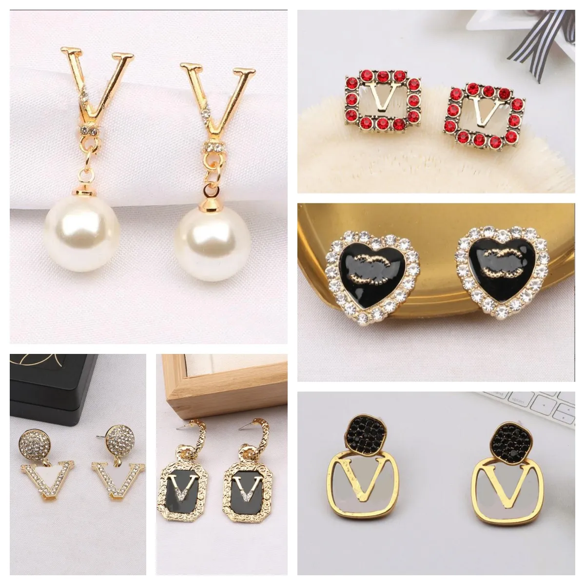 Elegant Designer Brand Earrings Letters Earrings 18K Gold Plated Fashion Women Wedding Party Jewelry Accessories 20style
