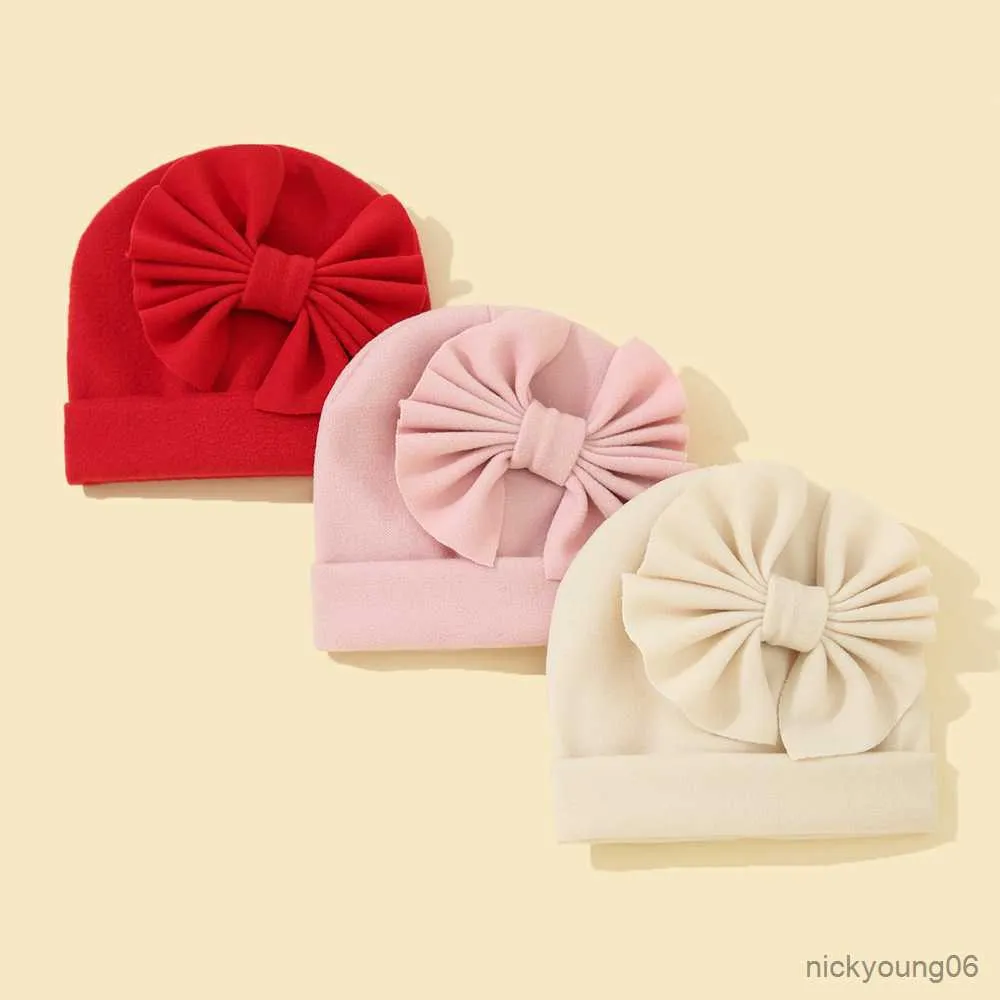 Akcesoria do włosów niemowlęce dziecko solidny kolor Faux Cashmere ciepłe czapkę miękkie nowonarodzone dziewczęta chłopcy oddychające Bowknot Turban Hats for for for for for for for for