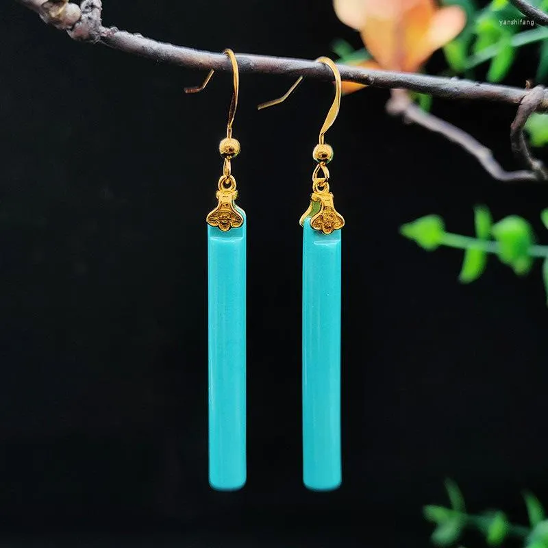 Dangle Earrings In Fashionable Turquoise Long For Women Unique Elegance And Charm Banquet Wedding Jewelry Simple Eardrop