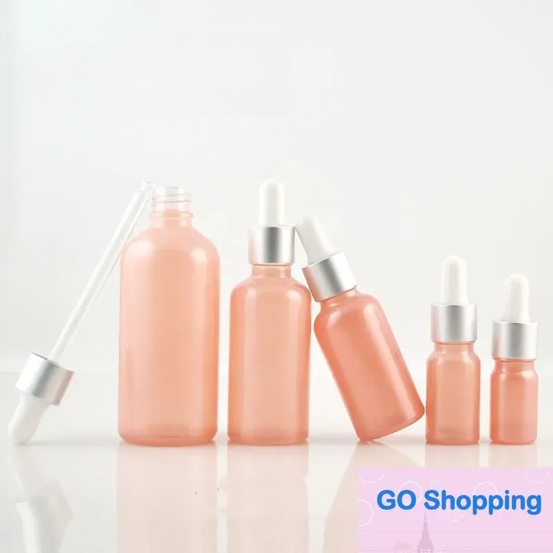 5ml Pink Sprayed Glass Bottle 10ml Essential Oil Bottle 15ml Glass Dropper 20ml Refillable Cosmetic Containers Bottles Top Quality