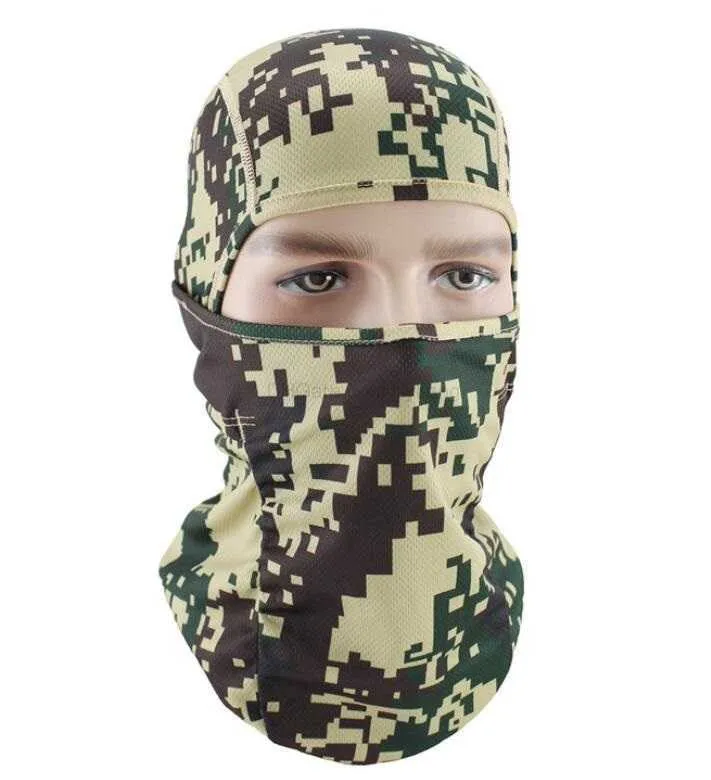 Multicam Camouflage Balaclava hat Full Face Protective Mask Tactical CS Wargame Army Hunting Cycling Sports Helmet Liner Cap Military CP Scarf Head wraps Bandana