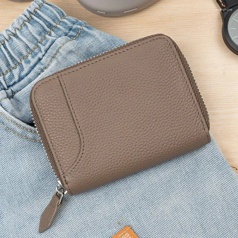 Wallets Purse For Women Men Short Money Clip Multi card Pocket Leather Zipper Bag Key Ring