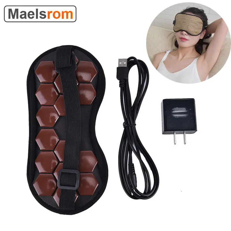 Massageador de Olhos Elétrico Jade Stone Eye Mask Turmaline Massage Eye Mask Massager Heat Compress Therapy Germanium Infrared Relaxation Health 230602