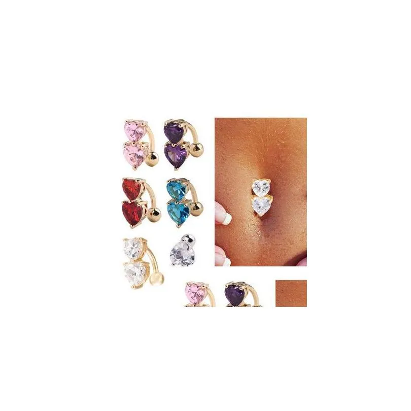 Navel Bell Button Rings Body Jewelry Foreign Trade Sales Ring Exquisite Inverted Heart Piercing Human Ornaments Drop Delivery Dhrzq