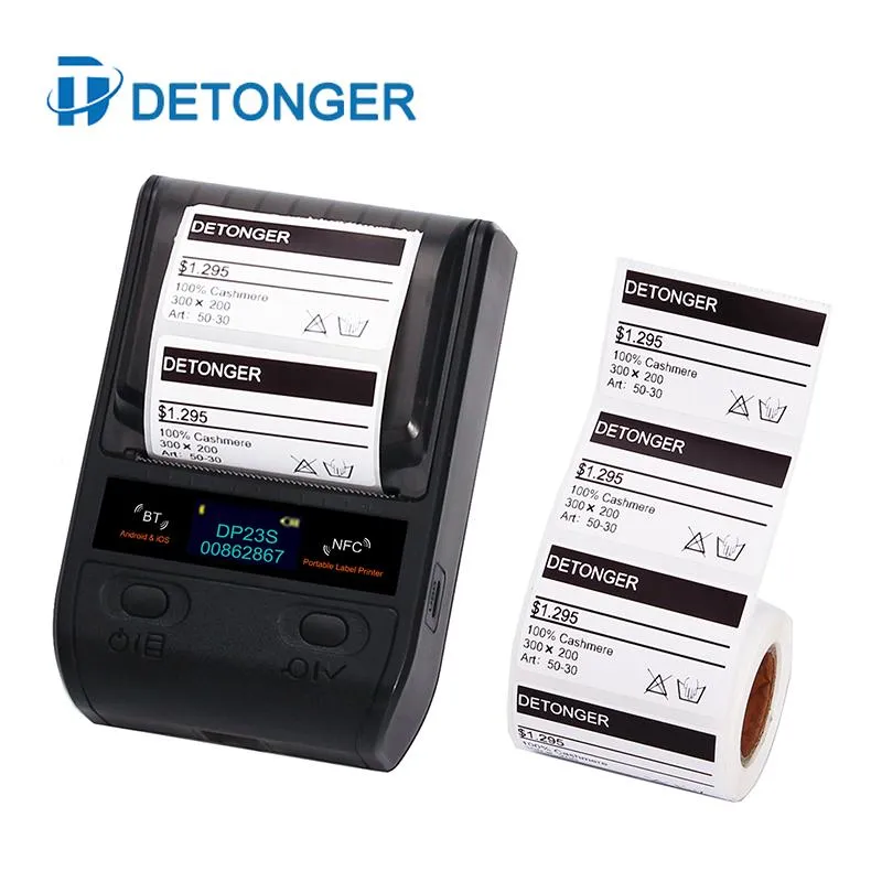 Printers DETONGER DP23S/DP30S Multifunctional Wireless BT Mobile Thermal Printer Barcode Label Maker for Android iOS