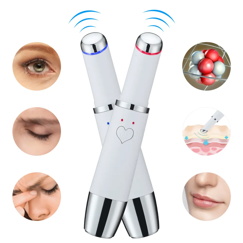 Appareil de massage électrique pour les yeux Appareil de massage de beauté chauffé par vibration pour les cernes Poches Élimination de la fatigue oculaire Rides Eye Care Pen 230602