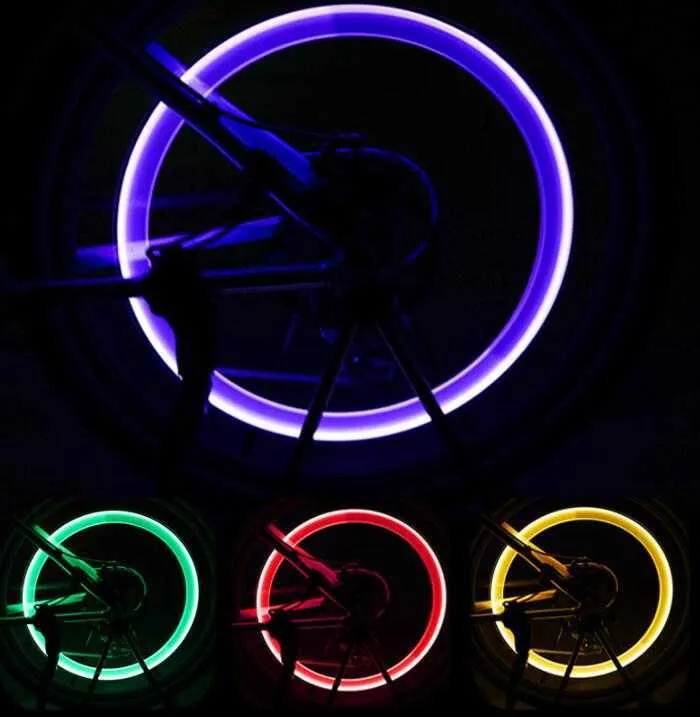 LED Flash Tire Bike Wheel Valve Cap Light Car Bike Bicycle Motorbicycle Wheel Tire Light LED Car Light Blu Verde Rosso Giallo Luci colorate