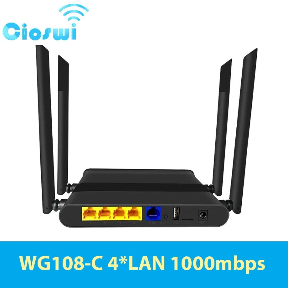 ルーターCioswi wifiルーター1200mbpsデュアルバンドOpenwrt Firewall 5.8GHz Gigabit 4lan High Gain 4*5DBIアンテナホームオフィスホットスポット