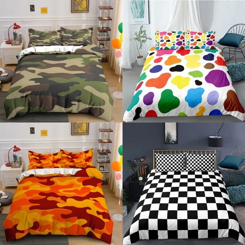 Set di biancheria da letto Moda motivo mimetico Set di biancheria da letto in poliestere Bambino Copertine per bambini Ragazzi Set di biancheria da letto per ragazzi set di biancheria da letto king size 230602