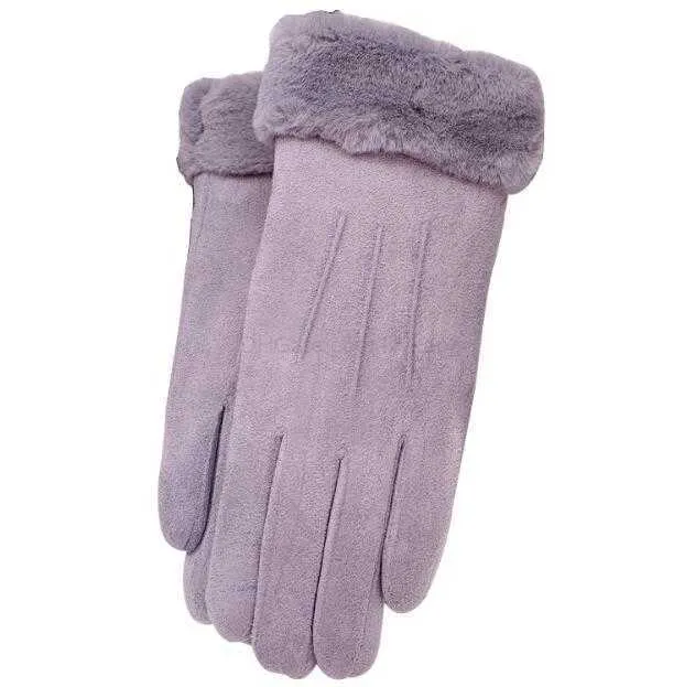 Женщины мягкие искусственные замши теплые перчатки леди девочек с сенсорным экраном перчатки зимнее флис