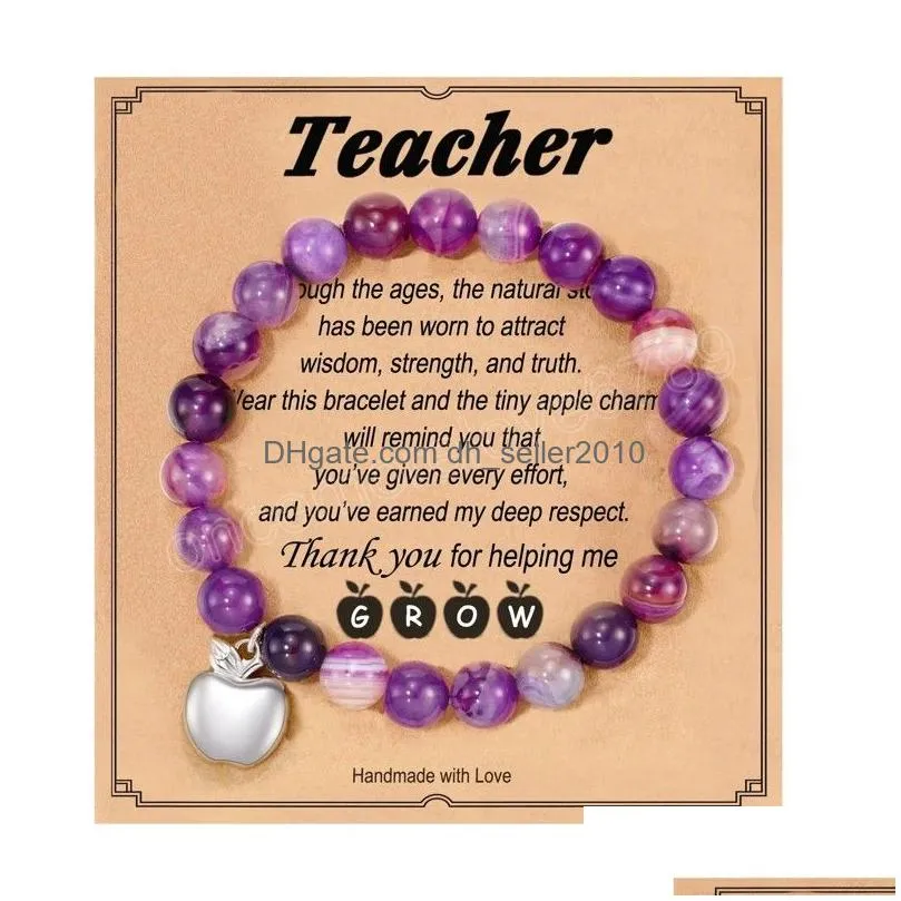 2023 new teacher appreciation gifts natural stone teacher beaded bracelet gifts for women thank you teacher gifts