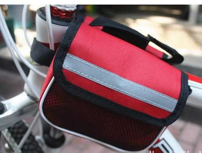 Saco de selim para bicicleta de estrada Mountain Bike Ciclismo Estrutura esportiva Tubo frontal com dois lados Pacote de bolsa para celular Bolsa de chave para celular