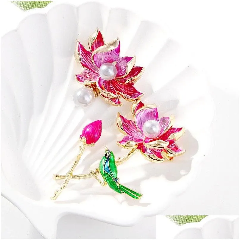 Pins Broschen Lotus Brosche Weibliche Highend Exquisite Cheongsam Zubehör Chinesischen Stil Rosa Für Frauen Geschenk Drop Lieferung Schmuck Dht5H