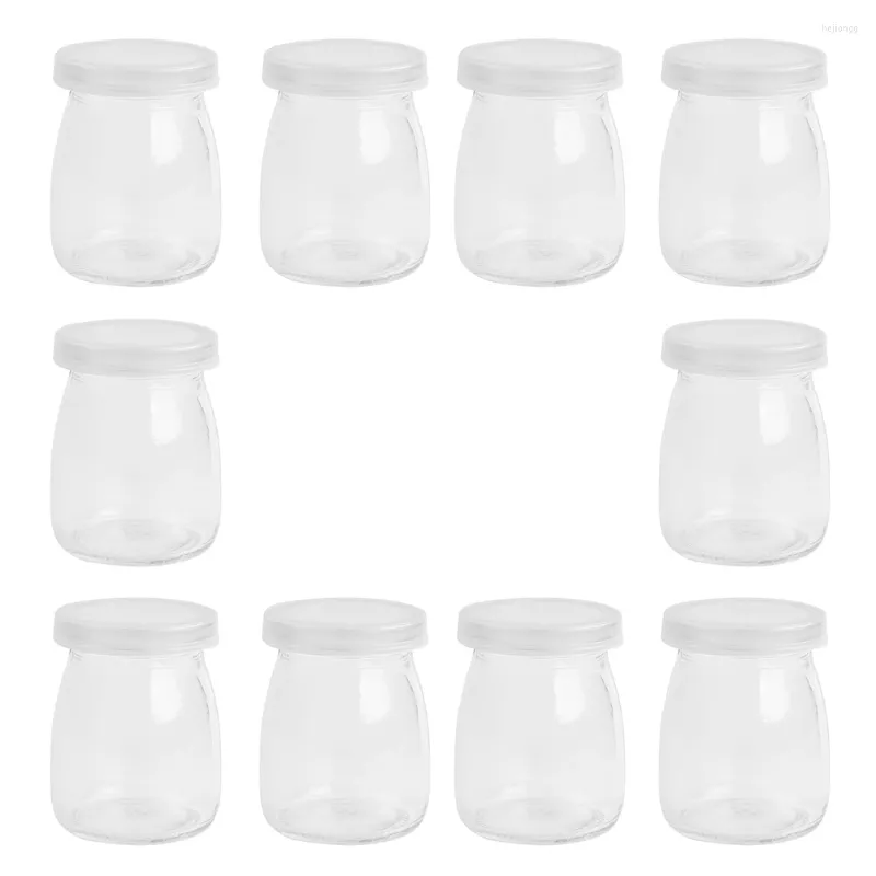 Aufbewahrungsflaschen, 10 Stück, Dessertbecher, Glas, Milch, Puddingflasche, Joghurtglas, 7,9 x 7,2 cm, Gelee, einfache transparente Gläser, Baby