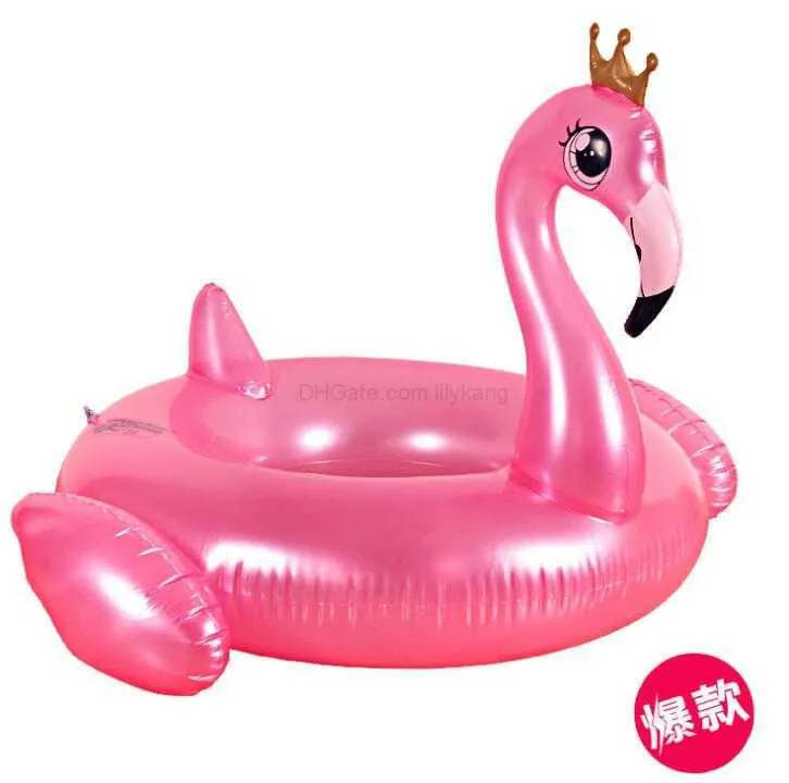 New Inflatable Crown Flamingo Swim Mattress Giant Water Floating Animal ...
