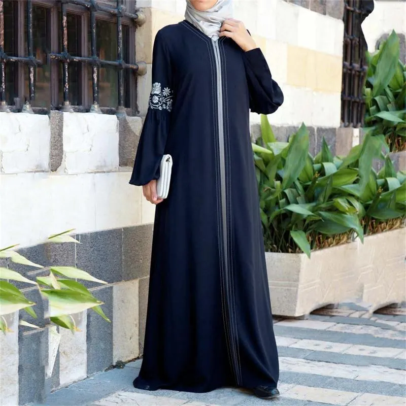 Vêtements ethniques 2023 dames Maxi Abaya robes Vintage robe islamique imprimé fleuri à manches longues femmes caftan musulman vêtements