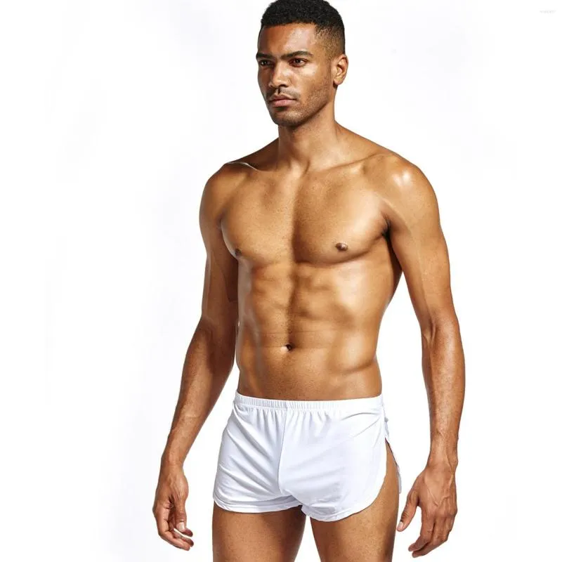 Cueca Boxer Masculina Ice Silk Cintura Baixa Conforto Suave Calção Lateral Dividido Cuecas masculinas