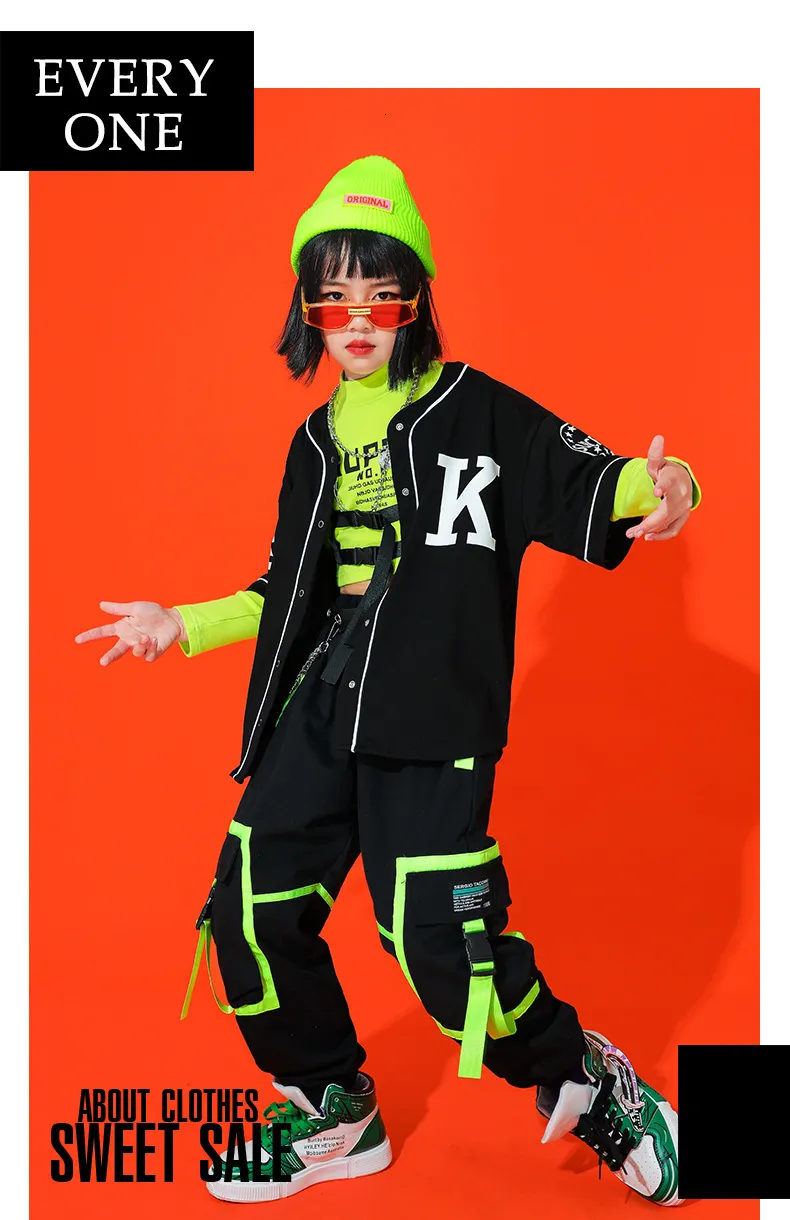 Boy Hip Hop Sweatshirt Solid Color Cargo Pants Girl Crop Top Street Dance  Clothes Set Kids Streetwear Outfit Child Jazz Costumes | Fruugo AE