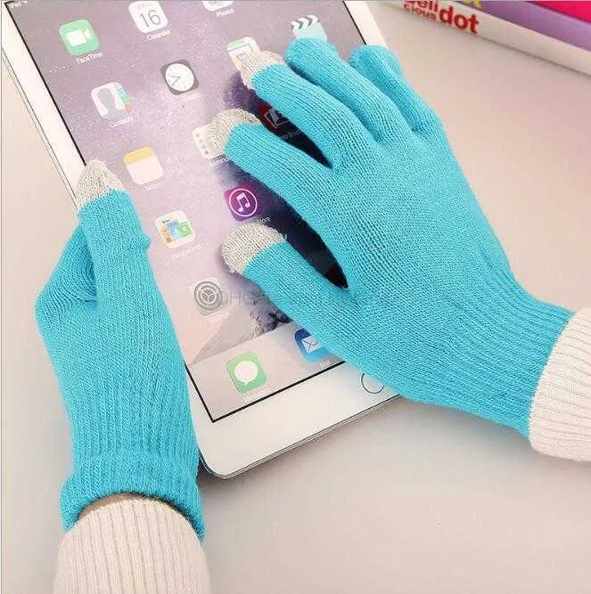 Guantes táctiles de lana tejida para teléfono móvil, guantes cálidos de invierno con pantalla táctil para adultos, guantes táctiles conductores para pantalla de teléfono móvil