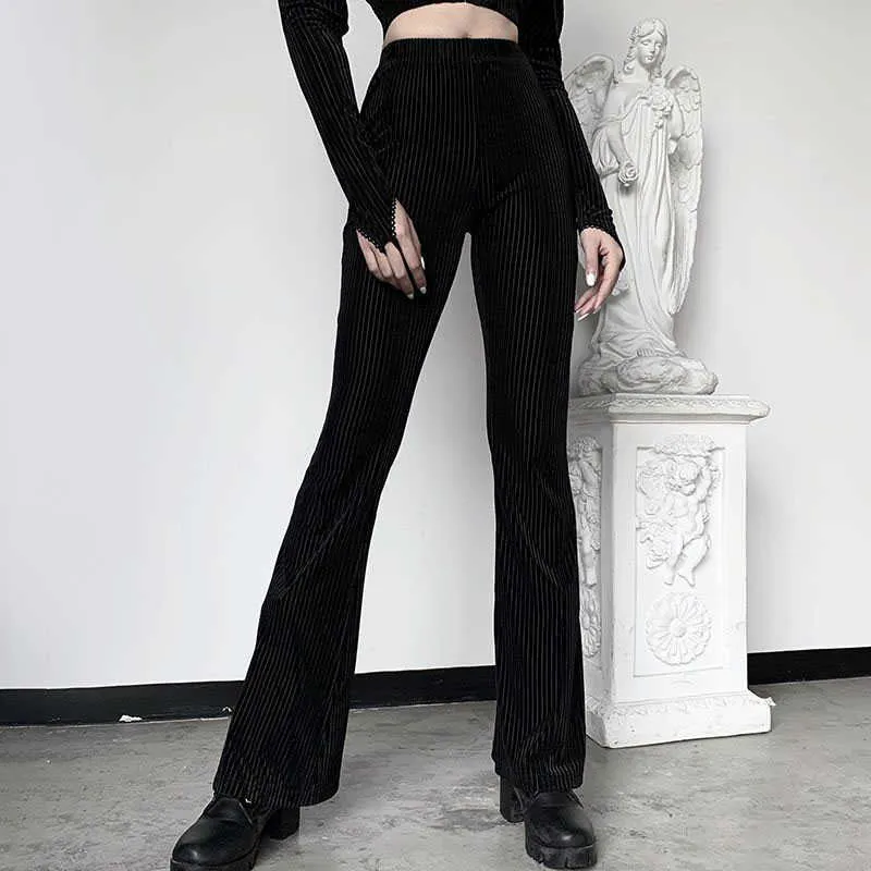 Capris Lucy Ver Retro Street Clothing Flash Black Y2K Gothic Velvet High talia Rajstopy Kobiety Spring Summer Casual Pants P230602