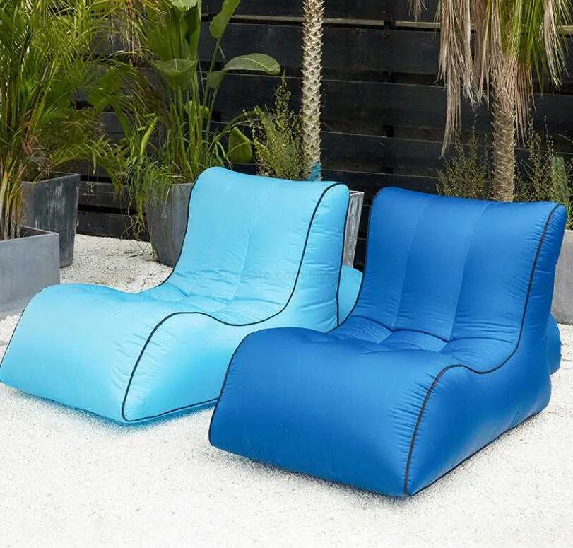 Bärbar utomhusuppblåsbar lat solstolstol Vatten som flyter Isaland Madrass Floats Outdoor Travel Camp Hiike Bean Bag Beach Doll Chair Chair