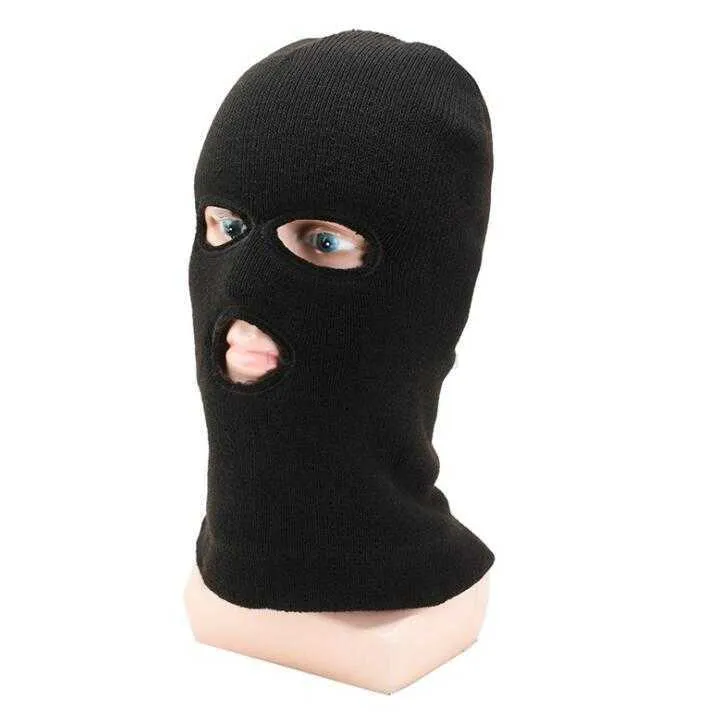 Máscara facial de punto para pasamontañas de hombre, máscara de esquí de  invierno con 3 agujeros para suministros de invierno para adultos