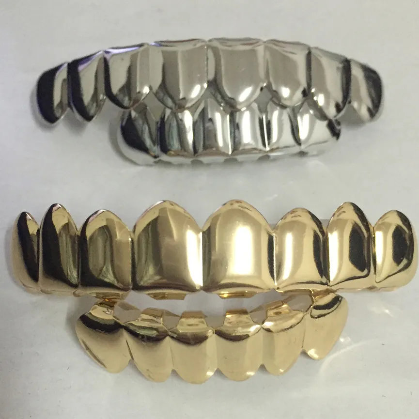 Hip Hop Zircon Vampire Teeth Braces Gold Dental Gold Teeth Grillz Set