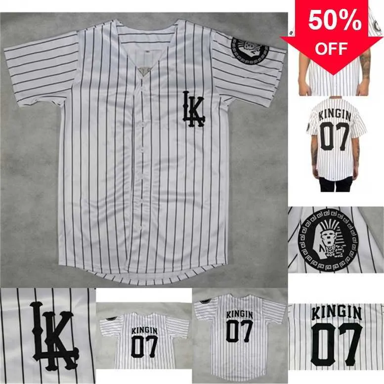 Xflsp GlaMit Last Kings Kingin LK # 07 Jersey de béisbol 100% Jerseys de béisbol cosidos Blanco Envío rápido