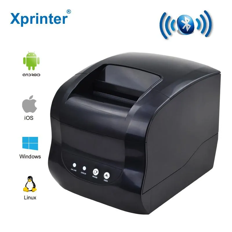 Printers Xprinter 365B Thermal Label Barcode Pos Printer 80MM Receipt Sticker Printing Machine Bluetooth 127MM/S for Android IOS Windows